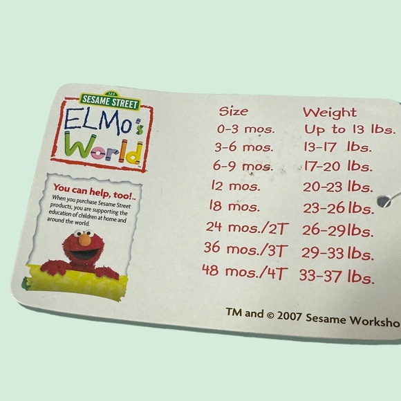 NWT Baby Sesame Street Elmo Letter To Santa Long Sleeve One Piece Sz 3/6 Mon - Picture 7 of 7